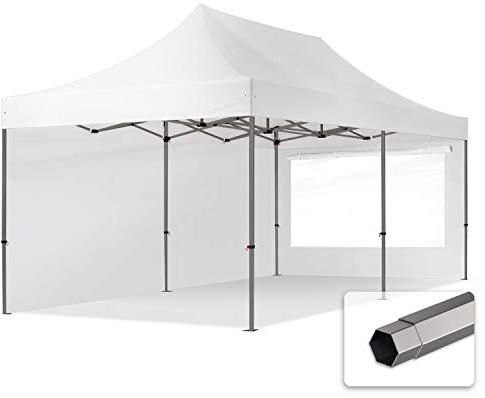 TOOLPORT 3x6 m Tonnelle Tente Pliante Barnum Acier, PES 750, côtés panoramiques, Blanc