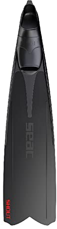 Seac Shout, Long Fins for Scuba Diving, Spearfishing and Freediving, Black, 11-12, Made in Italy