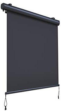 Canopée Store Vertical Rétractable avec Coffre, Store Enrouleur Exterieur avec Manivelle pour Balcon, Terrase, Brise Vue pour Jardin, Gris, 2,5 x 1,4 m (H x L)