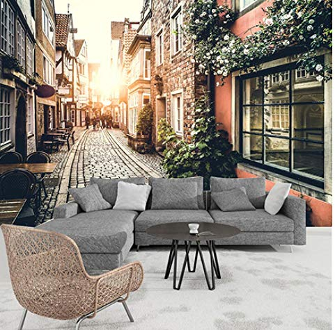 3D Retro-Nostalgie Im Europäischen Stil European Town Street Wallpaper Westliches Restaurant Internet Cafe Wallpaper Murals-400Cmx280Cm