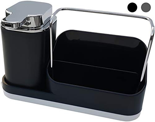 DreamHouse Premium Spülbecken Organizer für Küche, hochwertig und robust, Spüle, Abwasch, Sink Kitchen Schwammhalter Lappenhalter Spülorganizer Spülutensilien (Schwarz)