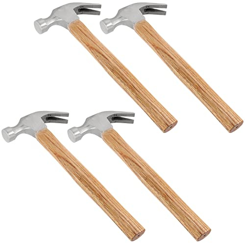 Sesyomr 4 PCS 16 OZ Rip Claw Hammer, 12 Inches Long Wood Handle Claw Hammer, Steel Hammer Head and Shock Reduction Handle Framing Hammer for Woodworking, Pulling Nails