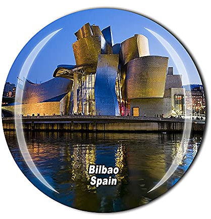 Bilbao España - Imán para nevera 3D de cristal con imán de cristal para viajes turísticos, colección de recuerdos, regalo magnético para decoración del hogar y la cocina