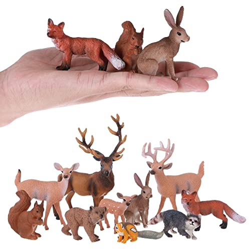JOKFEICE Lot de 10 Figurines d'animaux de la forêt en Plastique - Modèle d'action - Projet Scientifique - Jouets éducatifs - Cadeau d'anniversaire - Décoration de gâteau pour Enfants