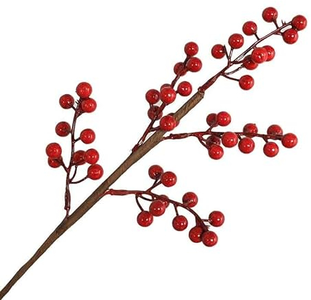 Künstliche Blumen 1 Blumenstrauß künstliche rote Beeren Stiele Stechpalme für Weihnachtsbaumschmuck