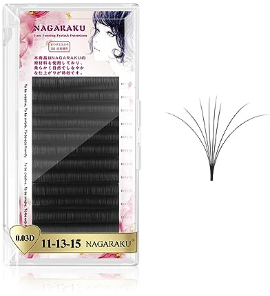 NAGARAKU Ögonfransförlängningar 3 Lager Blandad Längd SjäLvfläkt Automatisk Blommande Premad Fans Falska Cluster Ögonfrans Ögonmakeup Fransförlängningar Förlängning 12 Rader 0.03mm D Curl 11-13-15mm