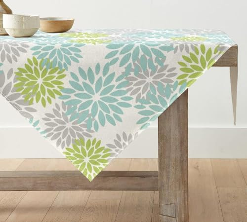 Artoid Mode Blumen Grün Dahlien Frühling Tischwäsche, Sommer Saisonnal Küche Tisch Dekoration Drinnen Urlaub Party Dekor 85x85 cm