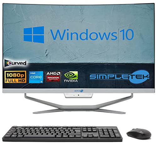 SIMPLETEK - PC tout-en-un incurvé 24 Core i5 Carte vidéo RX550 4 Go Windows 10 | 16 Go RAM SSD 960 Go | Travail, Gaming