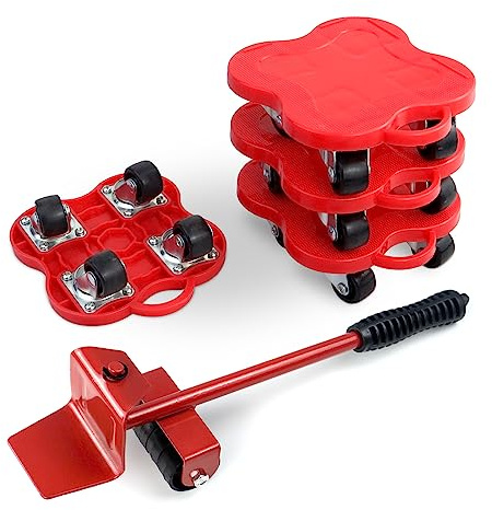 Furniture Lifter 4Dolly with Wheel Rotation for Heavy Duty, 360 Degree Furniture Mover, Set of 4 in Home & Warehouse, Max Load 1102lbs (Red)