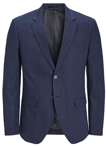 JACK & JONES Giacca Uomo Jprriviera Lino Slim Fit SN, Blu Scuro/vestibilità: Slim Fit, 52
