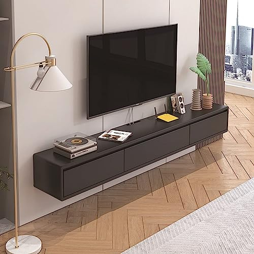 Tv Lowboard - Tv Schrank Hängend - Wandmontage TV-Schrank, Moderner Schwebender TV-Ständer Mit 2 Schubladen, Wandmontierte Entertainment-Center-Medienkonsole, Schwebendes TV-Regal Aus Holz-MDF ( Color