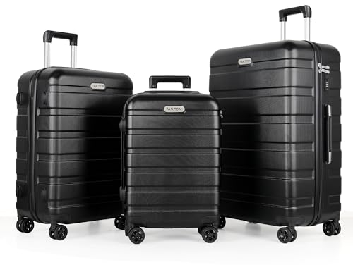 TANTOMI Koffer Set 3 Teilig Hartschale, Kofferset, Gepäck-Sets Koffer & Trolley Handgepäck, Reisekoffer mit Passwortsperre, Hartschalenkoffer Suitcase mit 4 Rollen(Schwarz, 3 Stück)
