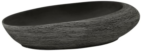 vidaXL Aufsatzwaschbecken Grau und Schwarz Oval 59x40x14 cm Keramik