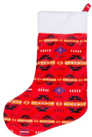 NU TRENDZ Christmas Stockings, Plush Cuffs Xmas Stockings with Aztec Pattern, Snowman, Reindeer Fireplace Christmas Tree Decorations, for Family Holiday Party