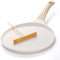 Hiceeden Antihaft Crepe Pfanne, 26cm Pfannkuchen flache Pfanne mit Spreizer, Antihaftbeschichtung Induktion Dosa Tawa Pan für Alle Herd, Induktion kompatibel, PFOA frei (weiß)