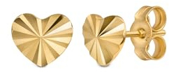 Amberta Allure Dames Kleine Ohrringe aus 9K Gold - Gold Herzstecker: Herz Ohrringe Gold 9-Karat