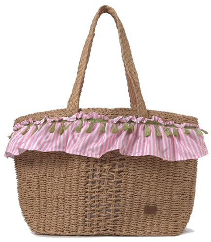 Mayoral - Bolsa de playa grande bebé - Cesta Capazo para mamá y verano – tamaño familiar bolso de hombro -resistente y ligera - Cierre con cordón e interior forrado con popelín estampado (Nectar 011)