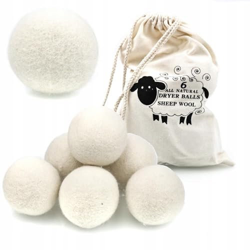 ZAXER Set aus 6 weichen Trocknerbällen aus 100% Lammwolle – reduziert Trockenzeit um 25% – umweltfreundlich und wiederverwendbar – für alle Trocknertypen geeignet – 7 cm Durchmesser – XXL-Paket