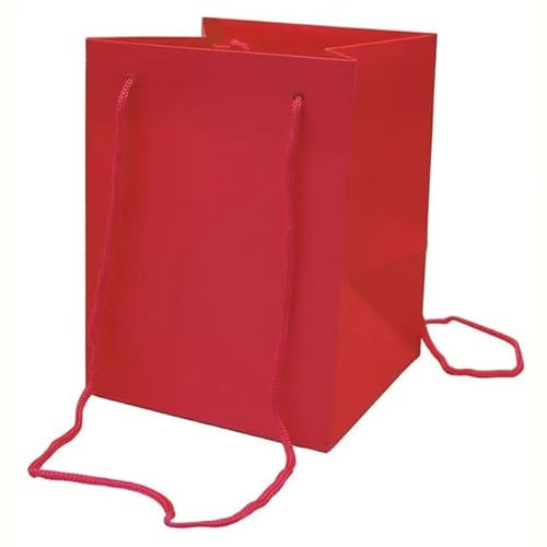 Floralcraft® Handgebundene Tüten, 10 Stück, Rot, Blumenstraußbeutel, 19 cm x 17 cm x 25 cm, Floristen-Porto-Tasche zum Verschenken, Partygeschenke, Basteln und besondere Anlässe