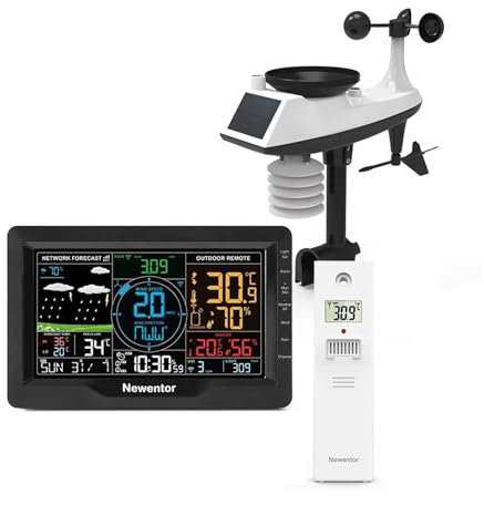 Stations météo Station météo Q9 avec anémomètre de vent se connecter moniteur de smartphone capteur extérieur sans fil pour la maison, le jardin et la ferme(Q9-EU and 1 sensor)