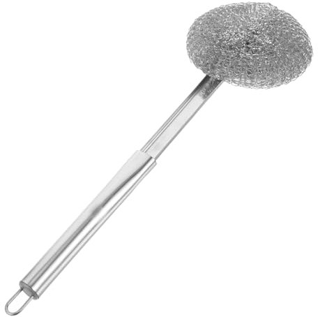 SEWOART Cepillo De Acero Inoxidable Para Fregar Platos Con Mango Largo Ergonómico, Estropajo Metálico Resistente Para Ollas y Sartenes, Herramienta De Limpieza Para Cocina Doméstica Diaria
