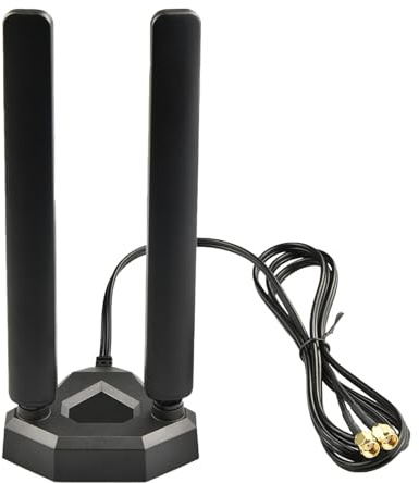 BOOBRIE Antena WiFi 6E de triple banda con base magnética 2400-2500 MHz 5150-5850 MHz 5900-7125 MHz WiFi Antena con Dula1.5M RP-SMA Conector macho RG174 Cable para router/juego/transmisión 4K