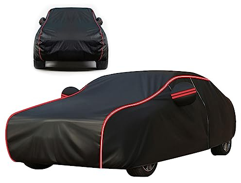 Autoabdeckung Vollgarage für ope-l Zafira B 2005-2014(447,6x180,1x163,5cm),Dünnes schwarzes Oxford-Gewebe,hochtemperaturbeständig,alterungsbeständig,wasserabweisend,sonnenbeständig