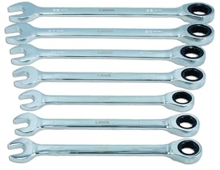 Laser 9124 Ratchet Ring Combination Spanner Set 20-32mm - 7pc