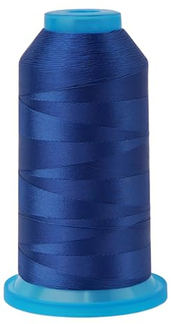 FOGAWA Fil à coudre en nylon collé - 1 200 m - Bleu foncé - Fil à coudre en polyester 210D/3 solide pour tapisserie, cuir, jeans, toile, bâche, tente, perlage