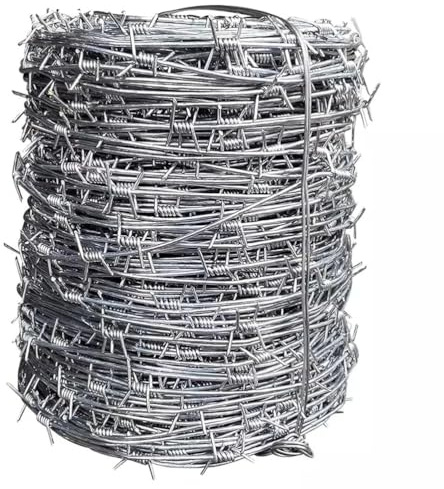 Rollo de Alambre de Púas 20m, Malla de Alambre Galvanizado, Anti-Escalada Alambre de Espino para Balcón, Jardín O Artesan