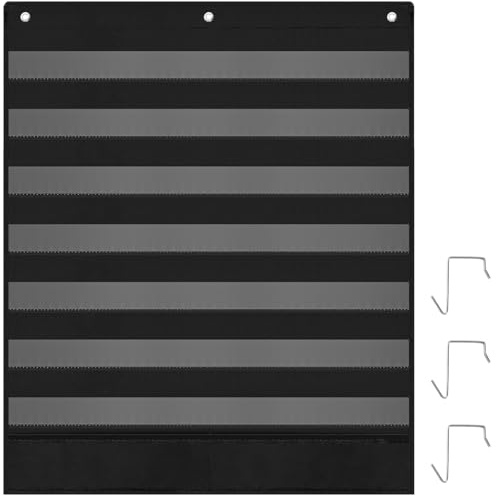 BESARME 7+2 Pockets Standard Pocket Chart for Classroom 7 Daily Schedule Calendar Pocket Chart with 2 Storage Pocket Use Letter Cards Word Wall and Sentence Strips Size: 33.4” x 28”