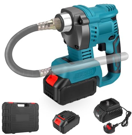 21V Brushless Cordless Concrete Vibrator, 3200RPM Industrial-Grade Handheld Electric Cement Mixer, Fast Charger & 2000mAh Battery, Stirring Tool for Mixing and Compacting Building Concrete (NO Hose)