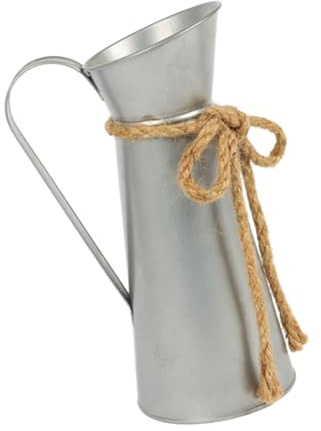 Country Metal Pitcher Vases With Twine Bowknot Accent Vintage Decors For Kitchen Centerpieces Florals Arrangements Shabby Metal Pitcher Vases