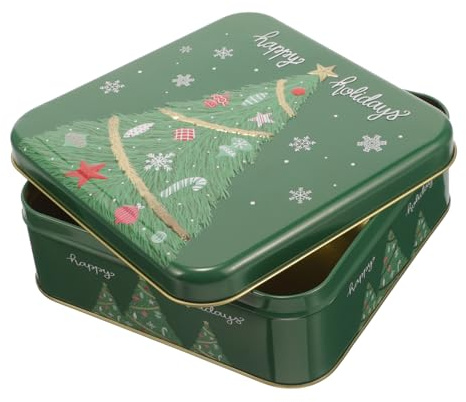 VILLFUL Juldekorerad Små Plåtburk för Kakor och Godis Tålig Metallbox för Förvaring av Snacks och Bärbar Presentlåda med Glatt Yta för Julfester och Gåvor