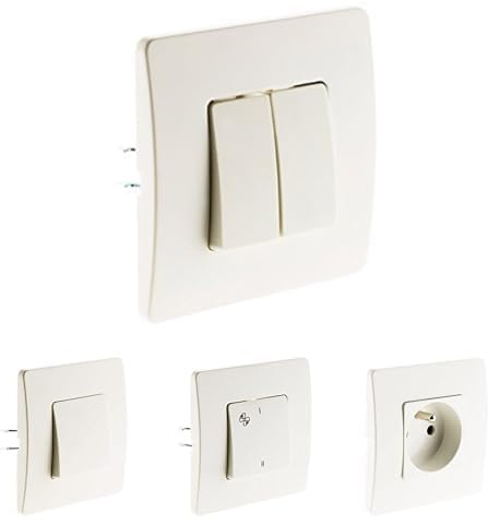 Zenitech - Double Va et Vient bornes auto + Bouton Poussoir bornes auto + Commande VMC bornes auto + Prise 2P+T 16A - Blanc - Venus