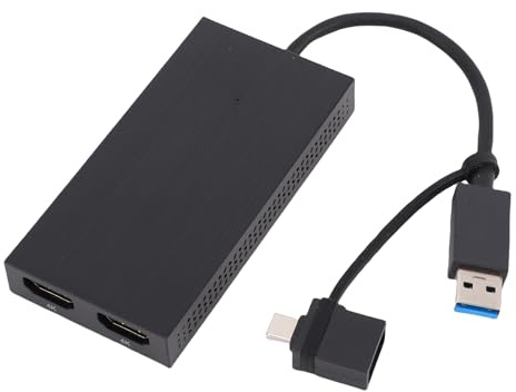Fockety Adattatore da USB a Doppio HDMI, Adattatore da USB a HDMI 4K a 60 Hz, Display Esteso Splitter per Doppio Monitor, Display Multimonitor 3 Schermi Separati per Laptop, PC