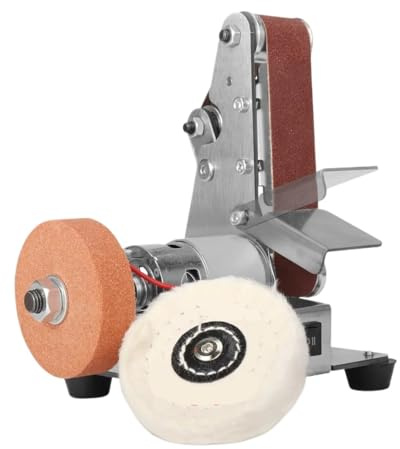 Lijadora de banda, Mini lijadora de banda eléctrica con 7 velocidades variables y disco esmerilado for pulir madera acrílico