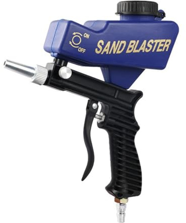 Portable Gravity-Fed Sandblaster for Rust, Paint and Oxidation Removal | Air Operated Blasting Kit with Adjustable Nozzle | Compatible with Standard Air Compressors