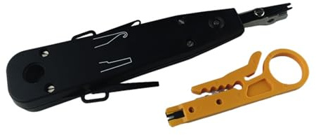 Punch Down Tool,Ethernet Tool for RJ45 Socket Cat5/Cat6/Cat7 & Telephone Cable,Cable Impact Terminal Insertion Tools with Wire Stripper Combo(with Hook Blade)