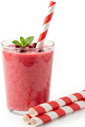 Jumbo Red & White Paper Straws 9mm x 23cm – Extra Wide Smoothie, Milkshake & Slush Straws – Strong Biodegradable & Recyclable Drinking Straws for Cafés, Parties & Catering (50, 9mm x 23cm)