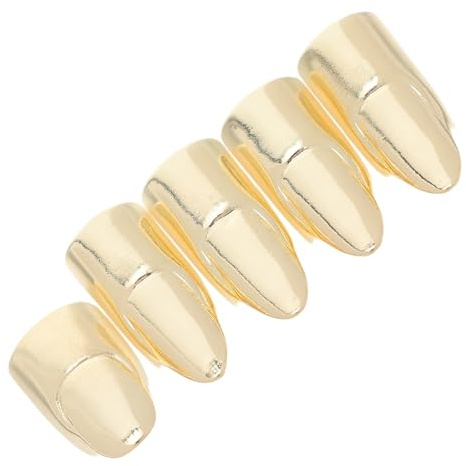 STOBAZA 5 Piezas Anillos de Uñas de Metal Dorados Desmontables para Mujer Diseño Punk y Cómodo para Fiestas de Halloween y Cosplay Ajustables Puntas Dedos