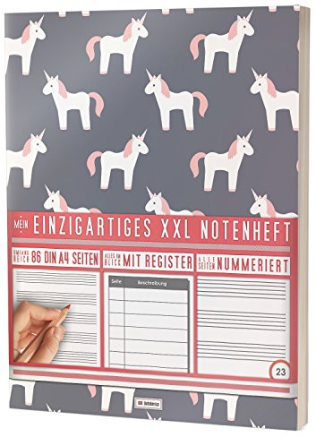 Mein Notenheft / 86 Seiten, 44 Blätter, 12 Systeme / Mit Register und Seitenzahlen / PR301 „Einhorn Mädchen“ / DIN A4 Softcover