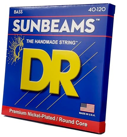 DR Strings Sunbeam NLR5-40 – E-Bass Light 40-120 5-Saiter | Round Core, Warmer Klang, Hohe Flexibilitaet, Natuerliche Dynamik, Made in USA