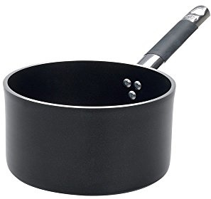 Pentole Agnelli ALSC2105SSC20 Alblack Casseruola Alta con Manico, Alluminio, Nero, 3.3 L