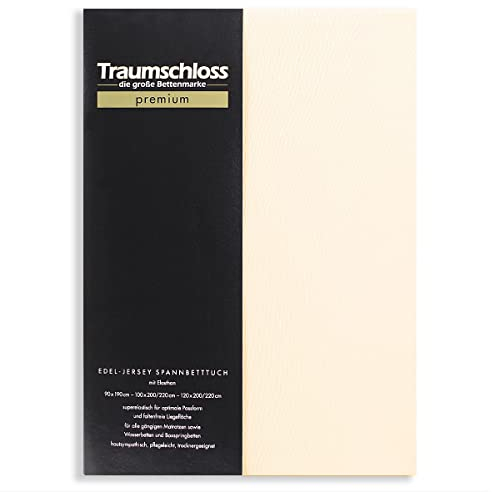 Traumschloss Spannbetttuch »Premium« Mako Baumwolle mit Elasthan | Edel-Jersey | samtweich & angenehm zur Haut | Creme | 140-160x200-220cm