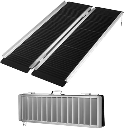 Wiltec Rampe pour Fauteuil Roulant – 1220 x 720 x 50 mm – capacité de Charge 270 kg – en Aluminium – Surface antidérapante – Rampe d'accès Pliable Mobile pour Chaise Roulante, Handicapé, PMR