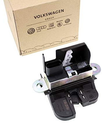 Volkswagen Original Polo 6R 6C Klappenschloß Schloß Heckklappenschloß inkl. Microschalter, 2-Wege Rocker/Toggle Schalter, Scharnierhebel Aktuator, Satinschwarz, Manuell bedienbar