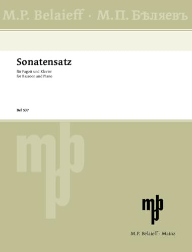 Sonatensatz g-Moll: nach der unvollendeten Sonate für Viola und Klavier bearbeitet und herausgegeben von Rainer Schottstädt. Fagott und Klavier.