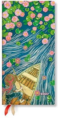 2027 Lotus River (Living with Yuko) Slim 12-Month Hardcover Dayplanner (Elastic Band Closure) Horizontal