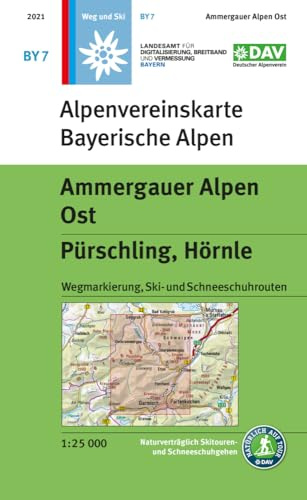 Ammergauer Alpen Ost, Pürschling, Hörnle: Topographische Karte 1:25.000 mit Wegmarkierung, Ski- und Schneeschuhrouten (Alpenvereinskarten)